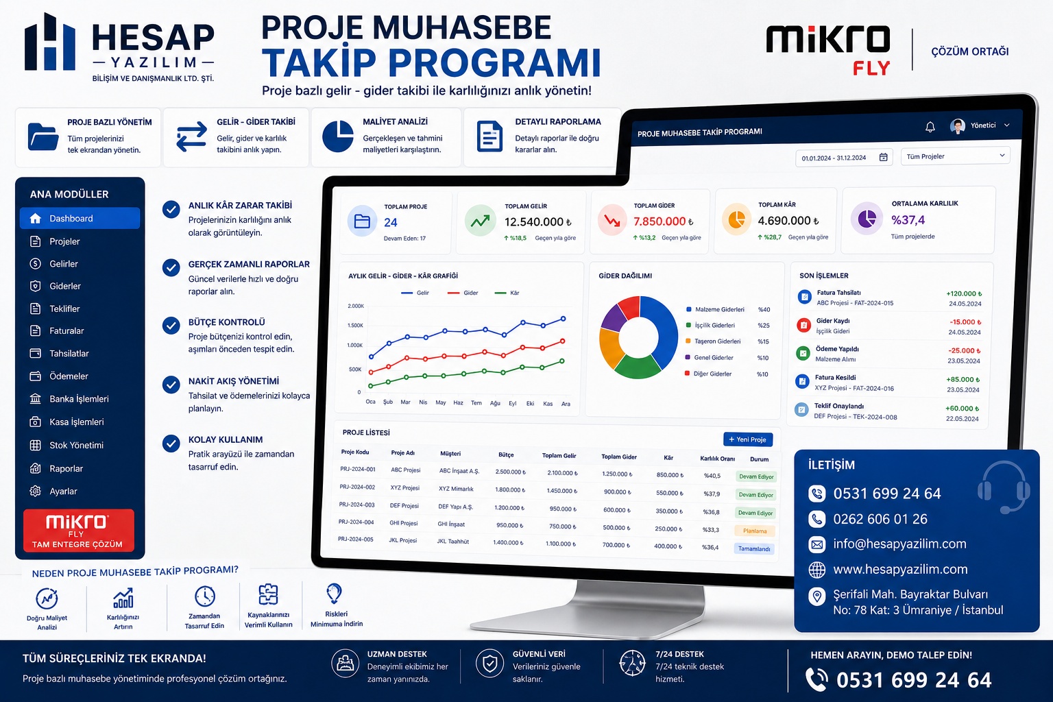 Mikro yazılım Proje Muhasebe Takip Programı